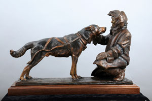 sled dogs sculpture