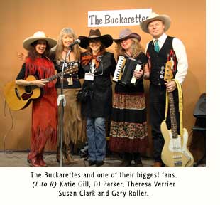 The Buckarettes and Theresa Verrier, one of their biggest fans